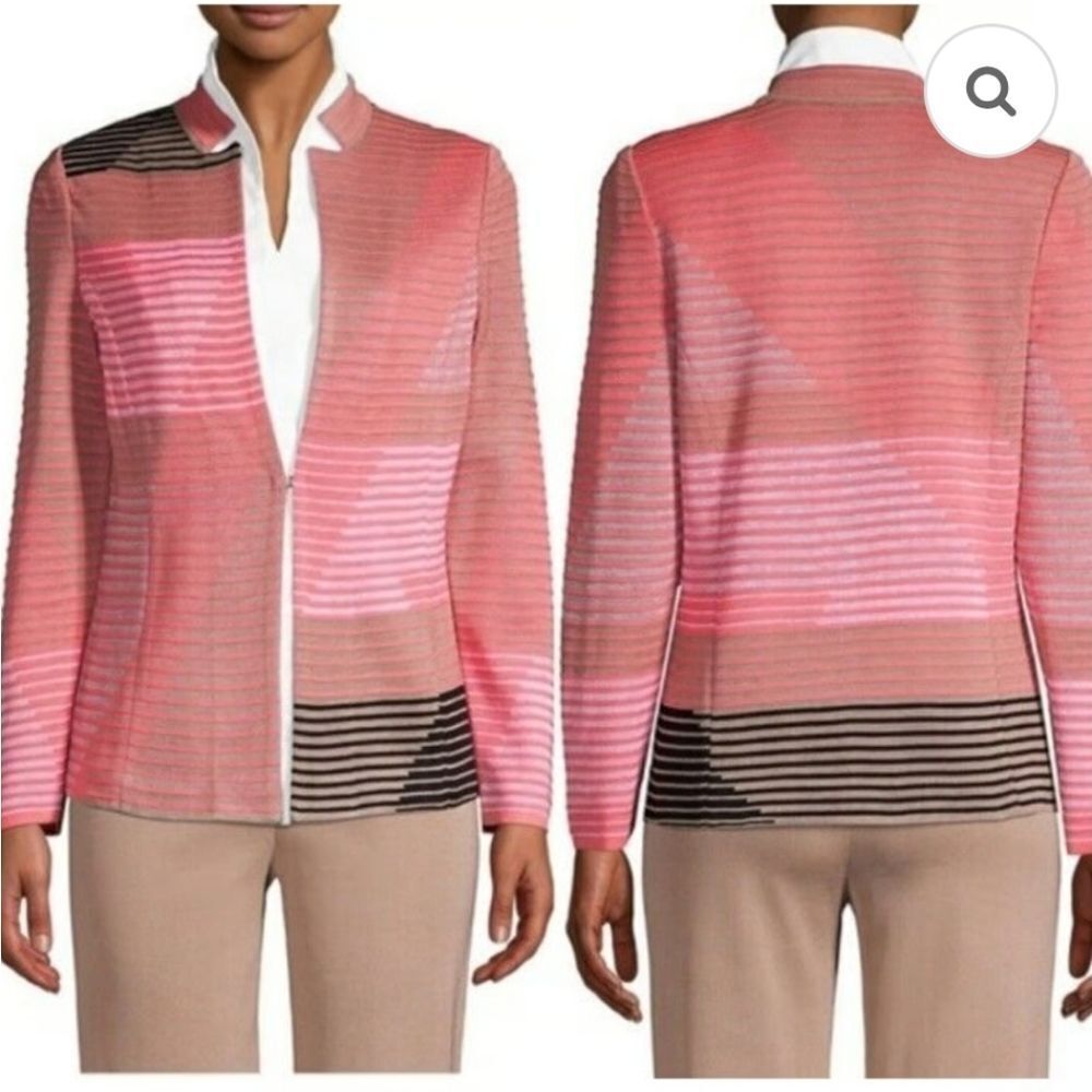 Misook Geo Pattern Ottoman Knit Jacket Womens Size XL